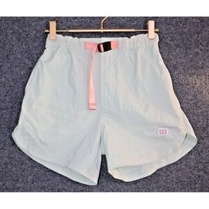 TOPO Designs Shorts Women XS Mint Green Mountain Belted 4.5" Lined Hike Camp EUC